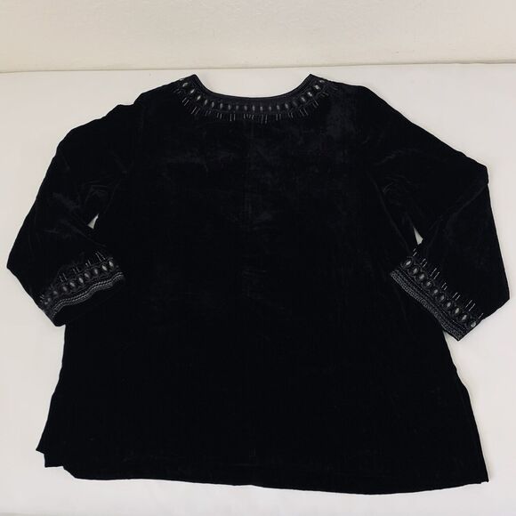 Peter Nygard Tunic 3X* Black Velvet Rhinestone Embellished Celestial Whimsygoth - Picture 2 of 9